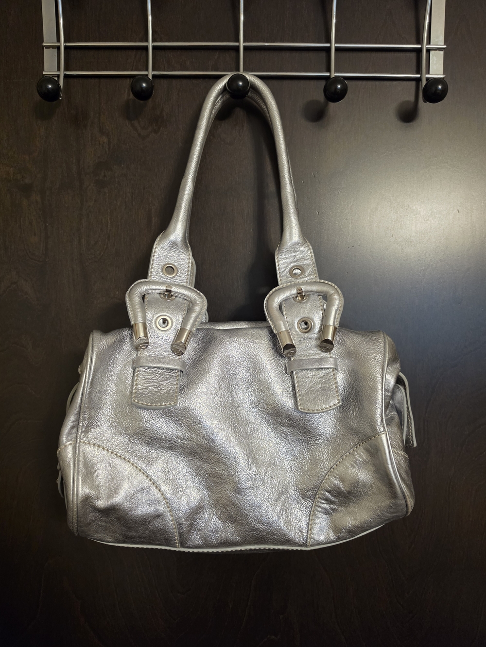 Y2K Silver Metallic Women's Shoulder Bag